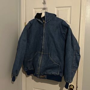 Brazos 90s Blue Hooded Lined Bomber Jacket Men’s XXL Zip Premium Work Series